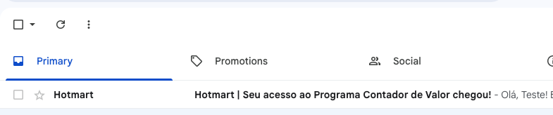 Print da caixa de entrada do e-mail de acesso Hotmart